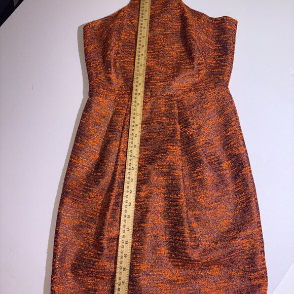 Hunter Dixon by Hunter Bell Orange Metallic Cocktail Dress size 2 Ring Collar - Picture 3 of 10